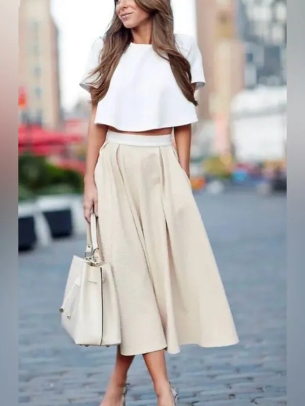 Torn by Ronny Kobo Almond May‎ Textured Lena Pleated Midi Skirt size Medium - Image 2