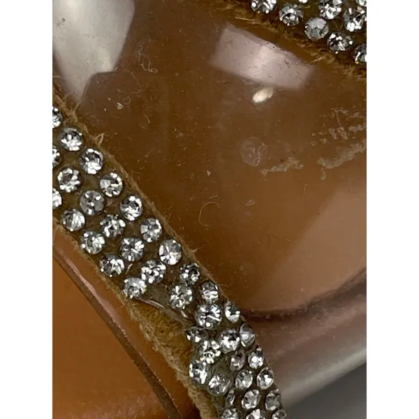 Zara Brown Embellished Rhinestones Pointed Toe Kitten Heels Slingback Sandals 37 - Image 6