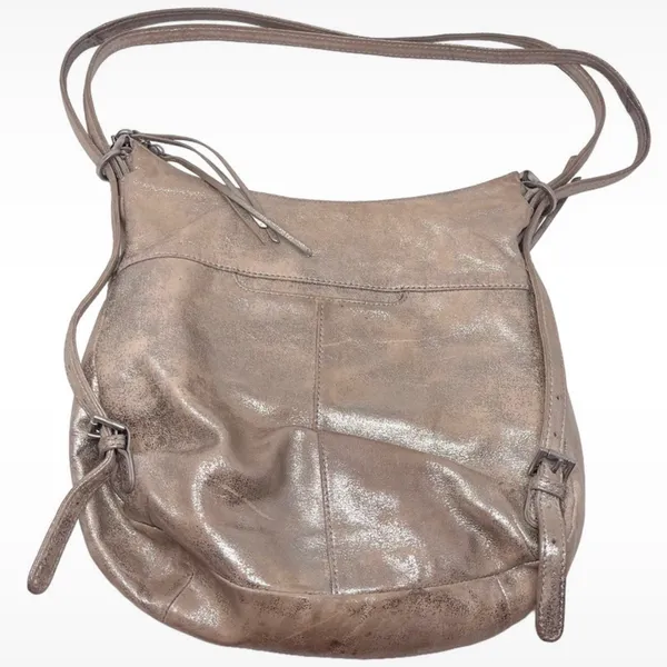 HOBO International Taupe Silver Metallic “Merrin” Leather Backpack Shoulder Bag - Image 5