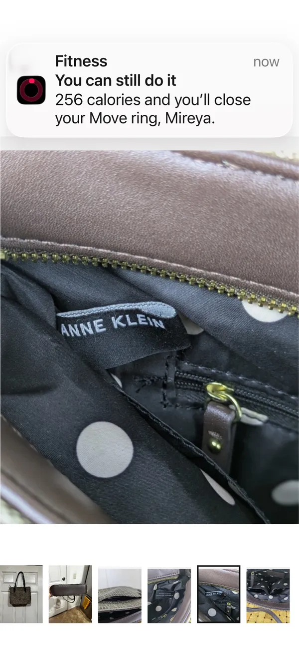 Anne Klein Brown Patterned Shoulder Tote with Brown Handles  - Image 6