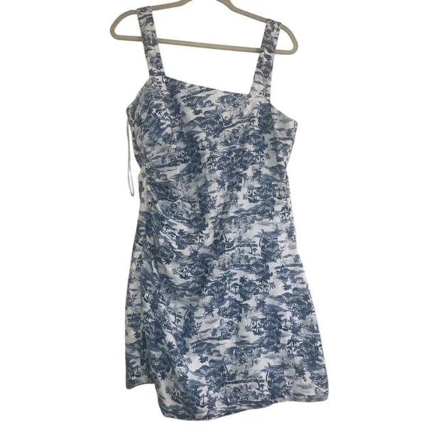 ✨Abercrombie & Fitch Linen-Blend Ruched Squareneck Mini Sz Medium Dress✨ - Image 4