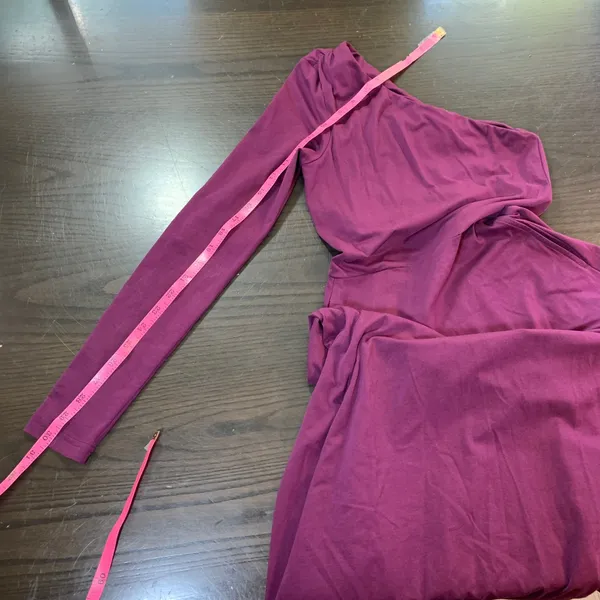 Pact One Shoulder Midi Dress‎ XS Purple Organic Cotton Stretch Long Sleeve - Image 13