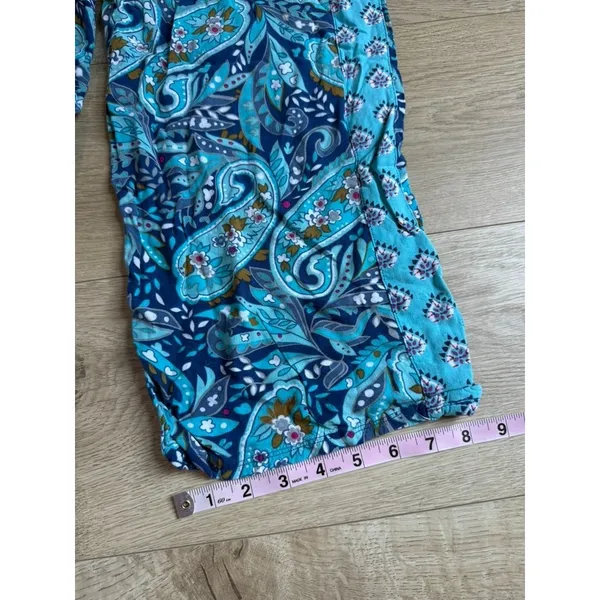 EUC Vera Bradley wide-leg palazzo pants blue teal paisley 100% rayon size M - Image 4