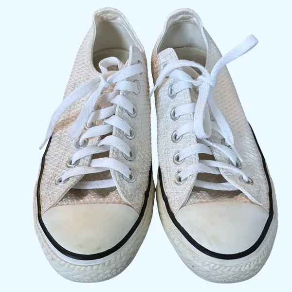 Converse All Star Textured White‎ Sneakers Women's Sz 8 - Image 3