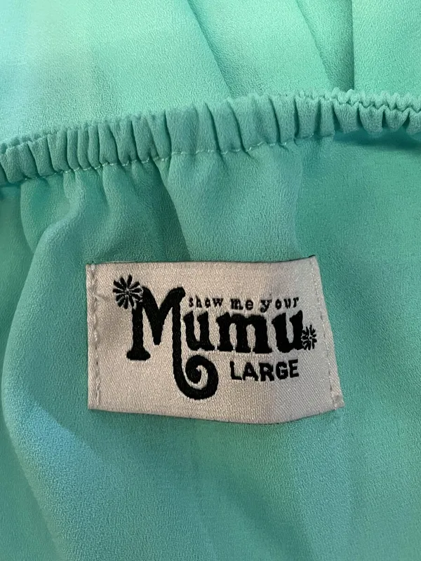 Show Me Your MuMu Dress Womens Large Green Halter Backless Chiffon Maxi Slit - Image 11