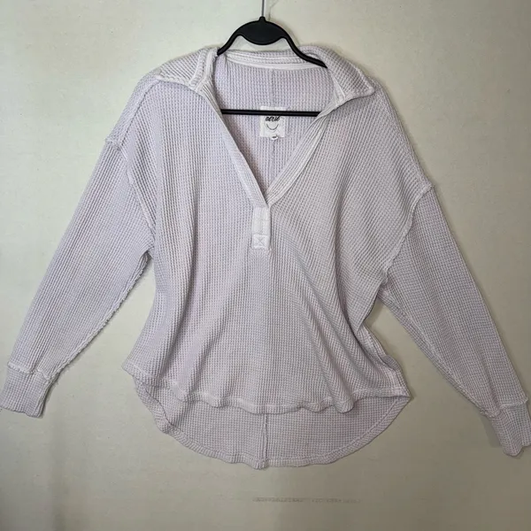 Aerie Lumberjane Waffle Polo Sweatshirt Size XS - Image 3