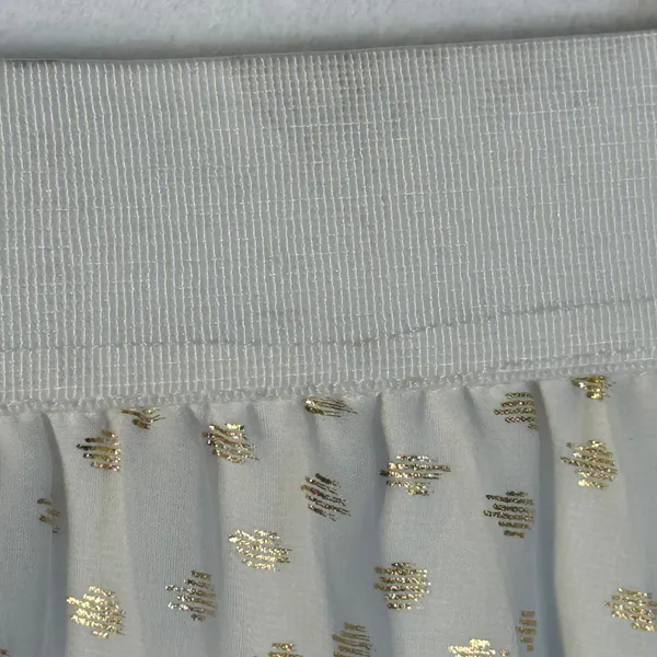 Vince Camuto Pleated Midi Skirt Gold Dot Elastic Waist Ivory XL‎ - Image 8