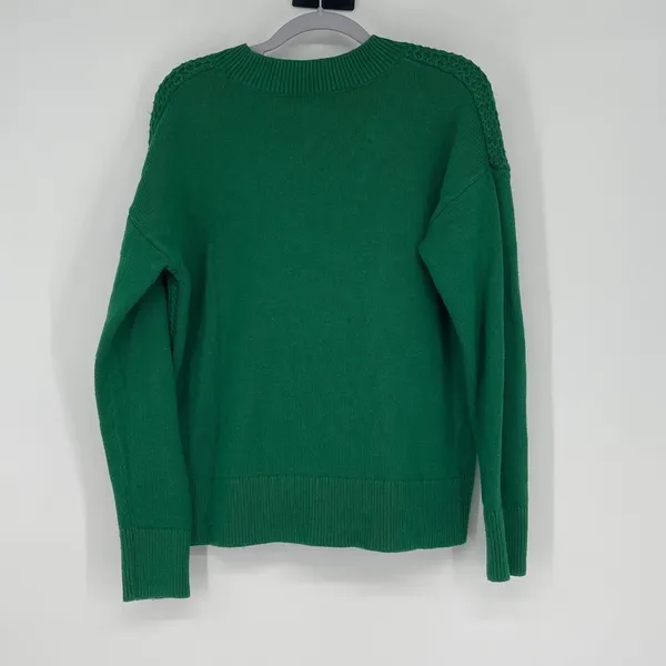 Banana Republic Green Cable Knit Crew Neck‎ Sweater Size M Preppy Fisherman - Image 2