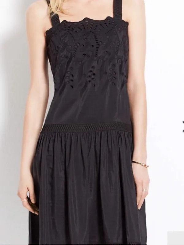 Ann Taylor Black Embroidered Floral Eyelet Sundress Sleeveless - Image 5
