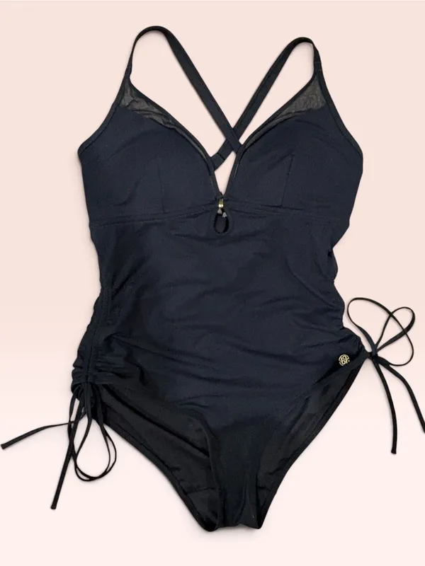 Popilush Plunge High Cut Adjustable Side Ties One-Piece Swimsuit Size L - Image 8