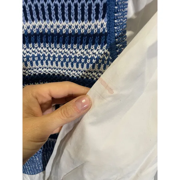 Veronica Beard Esphera Top‎ Small Blue White Striped Mixed Media Layered Knit - Image 5