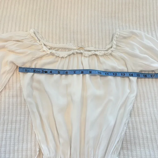 Brandy Melville John Galt White Gabriella Romper Off Shoulder OS Elastic Waist - Image 10