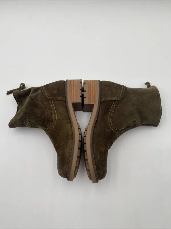 Antonio de Faria Mila Olive Green Suede Ankle Boots Western Zip Portugal Sz 7.5 - Image 8