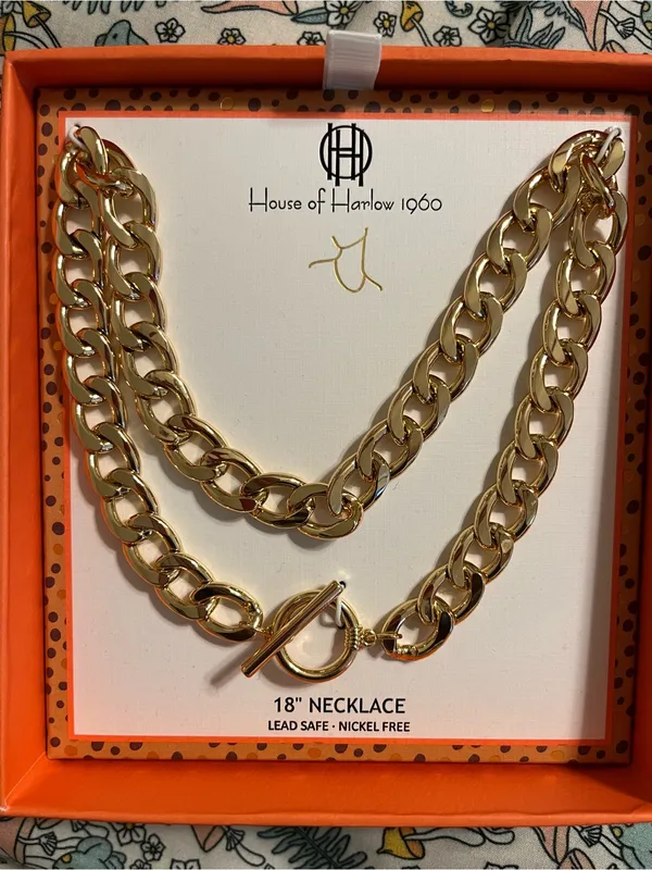 House of Harlow 1960 Gold Double-Row Chunky Chain Necklace - Image 4