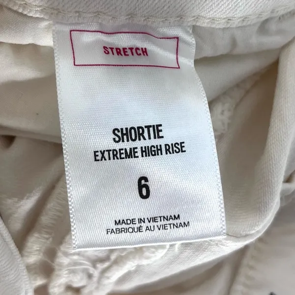 Express‎ Shortie Extreme High Rise with Tie Belt Paper Bag Shorts Cream Size 6 - Image 7