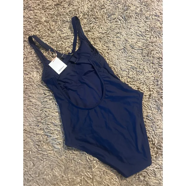QUINCE Italian Cross Back One Piece Swimsuit NWT Deep Navy Blue Size Medium M - Image 4