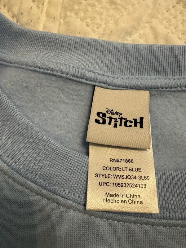 STITCH Disney Women Ohana Hawaii Blue Small Sweatshirt Embroidery - Image 6