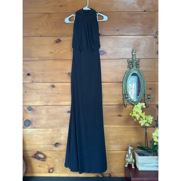 Lulus Romantic Chance Black Halter Backless Mermaid Maxi Dress Bridesmaid Sz L - Image 3