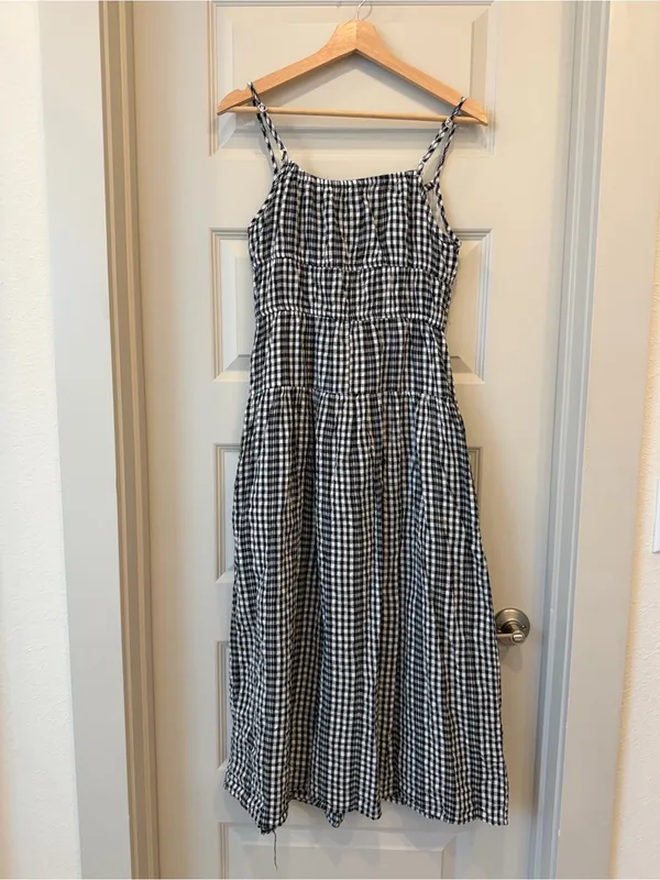 Cotton Gingham Sleeveless Dress Medium - Image 2