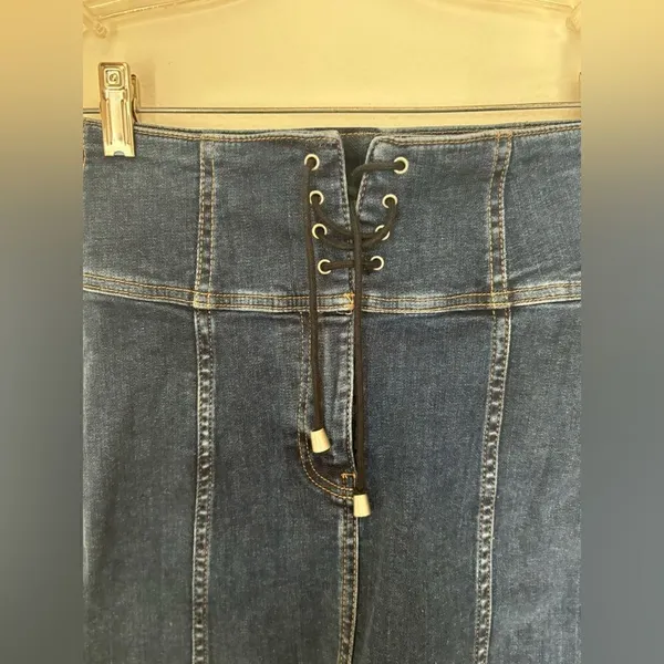 Free People Denim Lace Up Mini Skirt Blue Women’s Size 0 NWT - Image 5