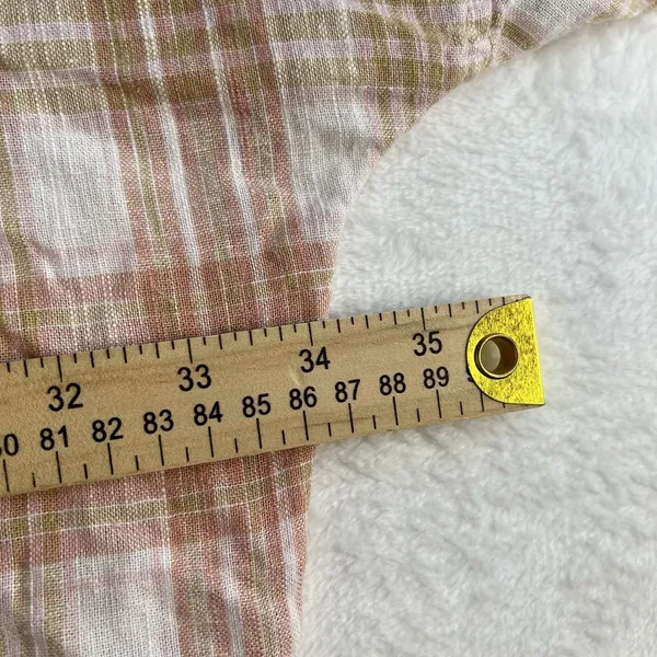 American Eagle Sz L Shirt Oversized Linen Plaid Button Up Boho Relaxed Fit Top - Image 15