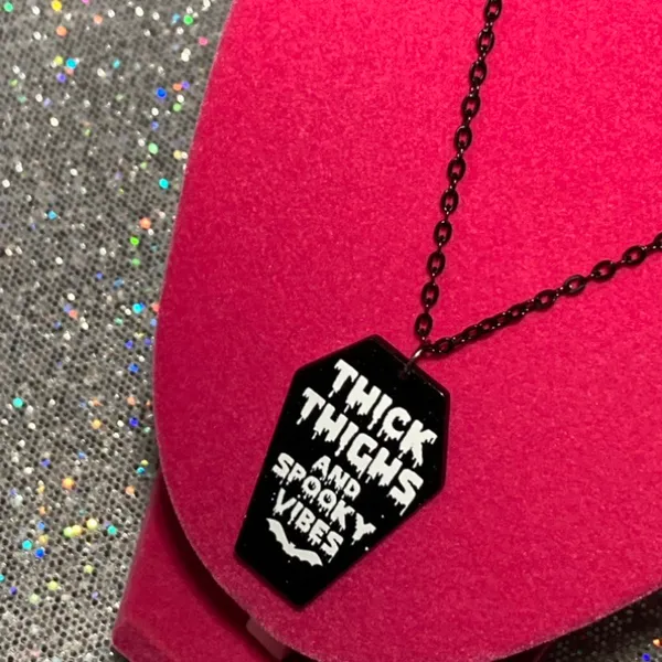 Handmade Thick Thighs and Spooky Vibes Necklace Gothic Jewelry Halloween witchy emo goth - Image 10