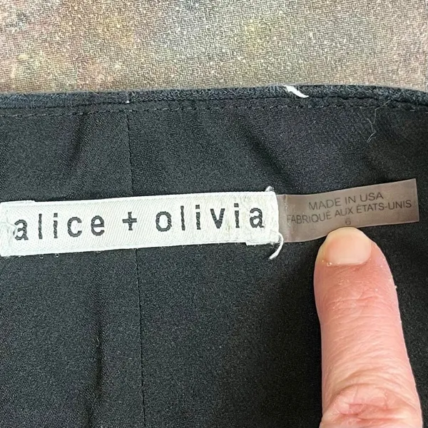 Alice + Olivia Black White Pinstripe Ankle Zip Pants 6 - Image 3