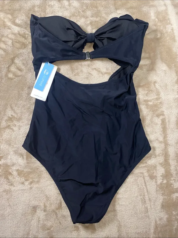 Cupshe Black Scalloped Bow One-Piece Swimsuit - Image 2