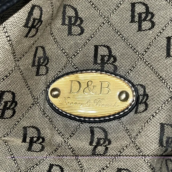 Dooney & Bourke Signature DB Monogram Drawstring‎ Bucket Shoulder Bag Black Gray - Image 3