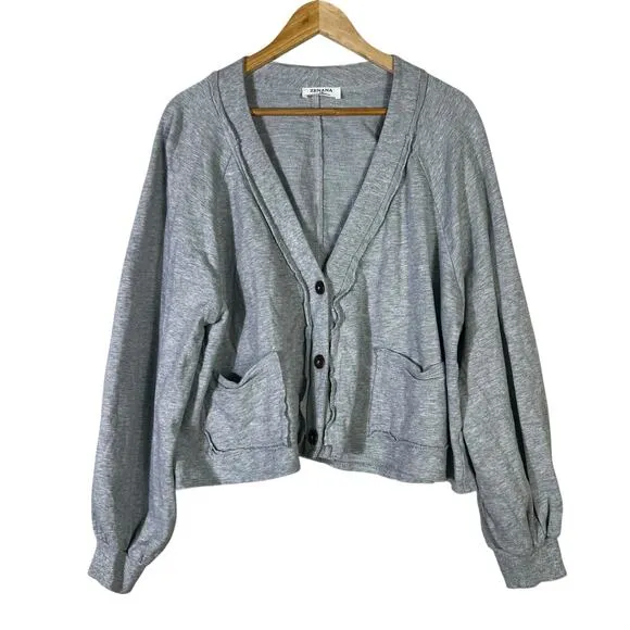 Zenana Oversized Cardigan‎ Womens 1X Gray Button Down Pockets Cozy Minimalist - Image 2