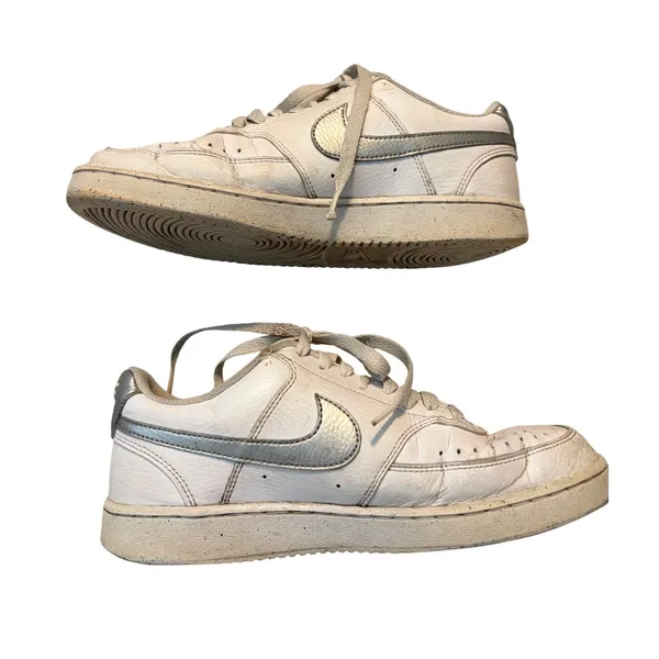 Nike Court Vision‎ Low Sneaker Basketball White Metallic Silver Women's Size 8 - Image 2