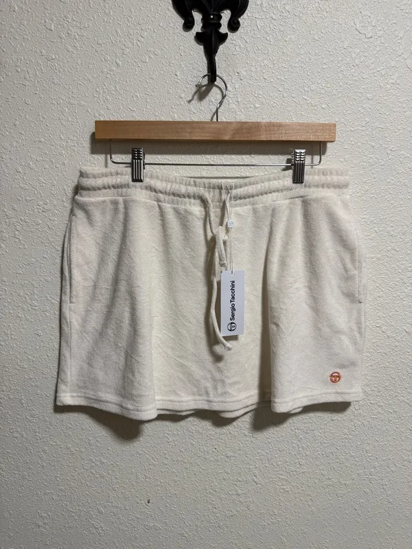Sergio Tacchini Cream Terry Cloth‎ Mini Skirt Womens Medium Drawstring Waist NEW - Image 4