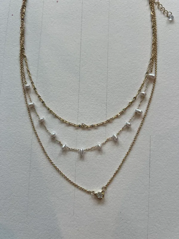 Gold 3 Tiered Necklace - Image 2