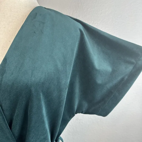 Closet London Kimono Sleeve Velvet Midi Dress Size 10‎ Wrap Tie Emerald Green - Image 2