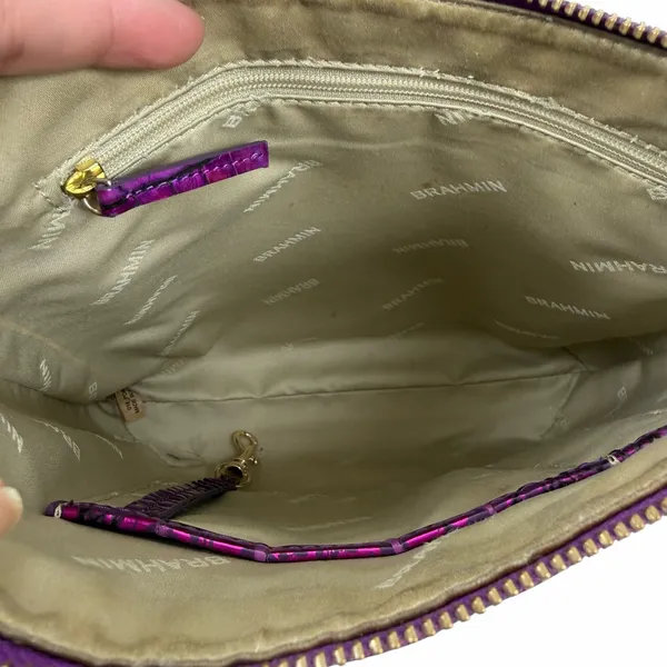 Brahmin Katie Crossbody Bag Metallic Pink Leather Crocodile - Image 12