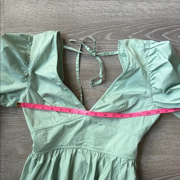 STAUD Luna Peplum Top In Sage 4 - Image 9