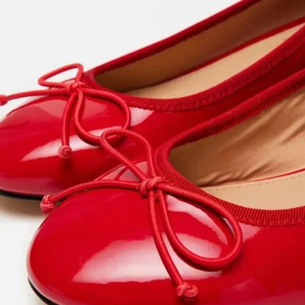 NEW Steve Madden Cherish Red Patent Bow Slip On Flat - Image 2