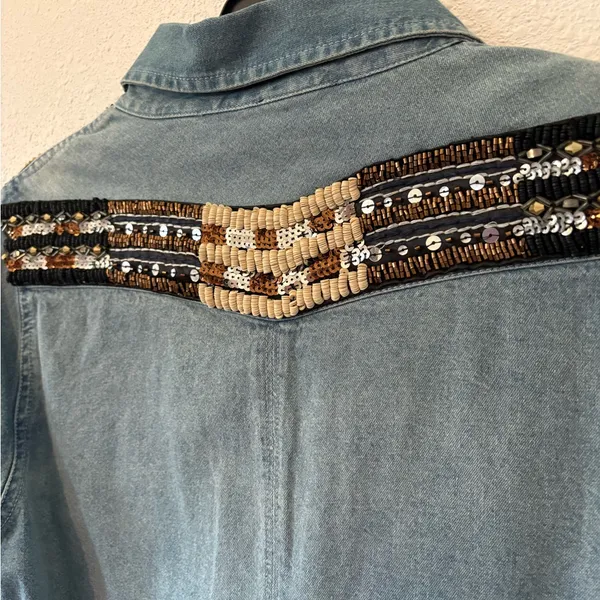 Miss Me Embellished Denim Button Down Shirt - Image 4