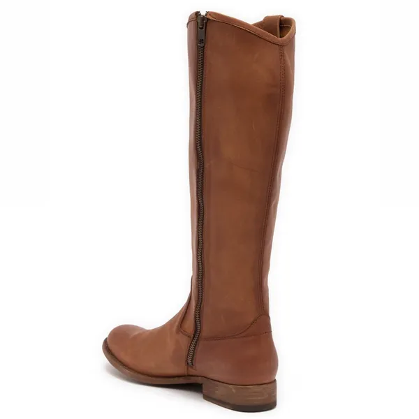 Frye Melissa Button Inside Zip Leather Boot COGNAC/BROWN Color NEW - Image 6