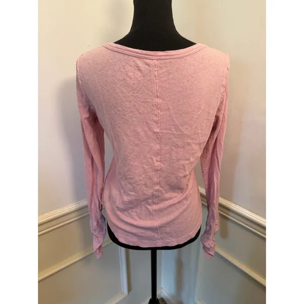 Anthropologie Pilcro Sustainable Scoop Neck Henley Top Slub Knit Linen Blend - Image 5
