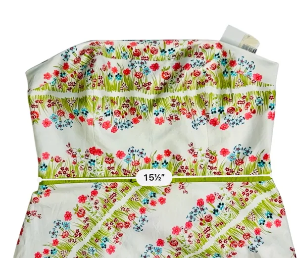 Liz Claiborne Spring Parade Strapless A-line Dress 10 White Floral Cottage NWT - Image 6