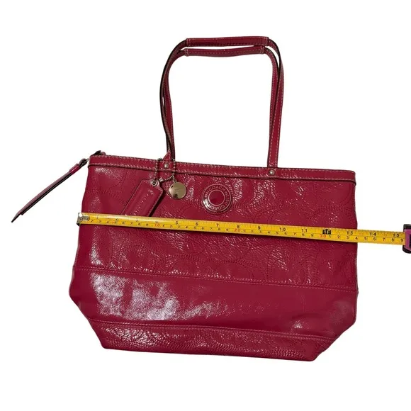 Coach Legacy Stitched Signature C Tote Bag Berry Pink Patent Leather‎ Preppy Y2K - Image 7