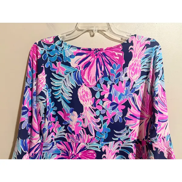 Lilly Pulitzer Raina‎ Dress Garden Getaway Large Excellent Tiered Bell Sleeve - Image 9