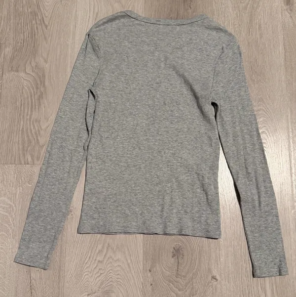 Zara grey ribbed long sleeve shirt (fitted) - Image 2