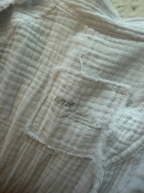 Aerie White Linen Long Sleeve - Image 4