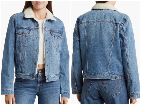 Levi's Womens Stellar Sherpa Trucker Denim Jean Jacket Size XS NEW $108 Classic - Image 2