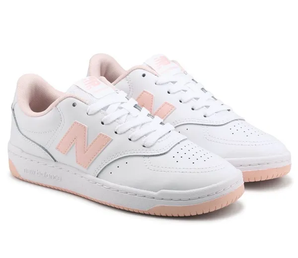 New Balance BB80 Low-Top Leather Sneakers, White/Pink Rose, Size 10/EU41.5 - Image 10