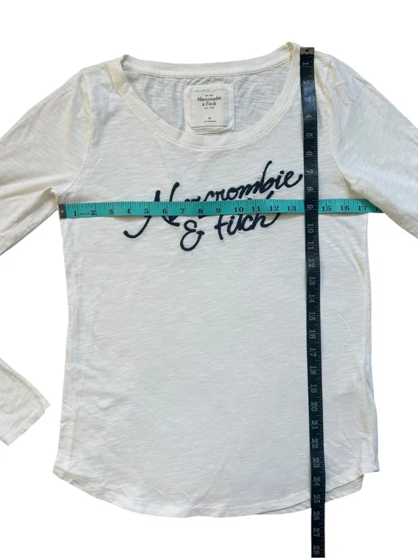 Abercrombie and Fitch Long Sleeve Script Writing Top Size Medium - Image 3
