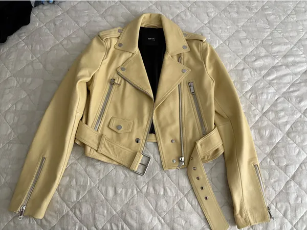 LTH JKT butter yellow biker leather jacket - Image 4
