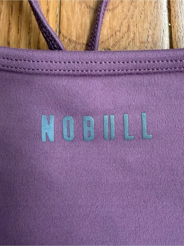 NOBULL High Neck Strappy Sports Bra Mauve Purple Reflective Logo Extra Small XS - Image 2